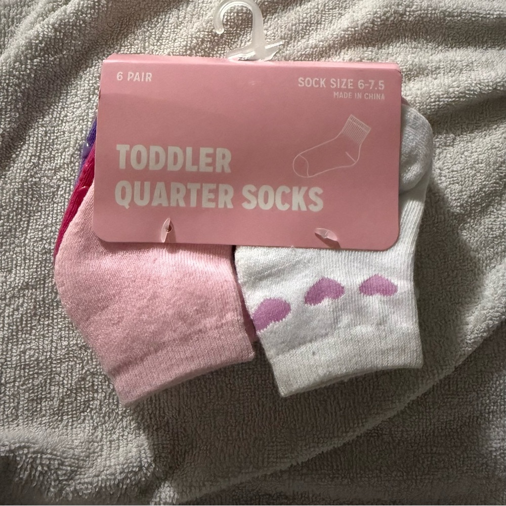Pink and White Toddler Quarter Socks
